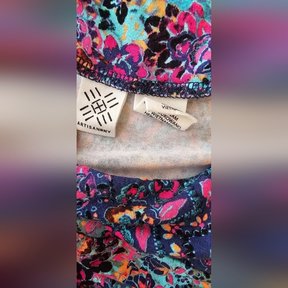 EUC Artisan NY Mandala Geometric Design Long Maxi Skirt Turquoise Blue Pink M - Picture 5 of 7
